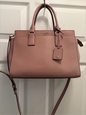 Kate Spade New York Blush Pink Saffiano Leather Satchel Crossbody Bag